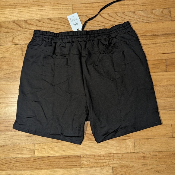 Black Gym Workout Shorts Pockets Drawstring Moisture Wicking NiMin 2XL - Picture 5 of 6
